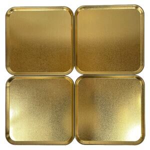Vintage Gold Square Metal Serving Trays Set of 4 Craft Display Home Decor